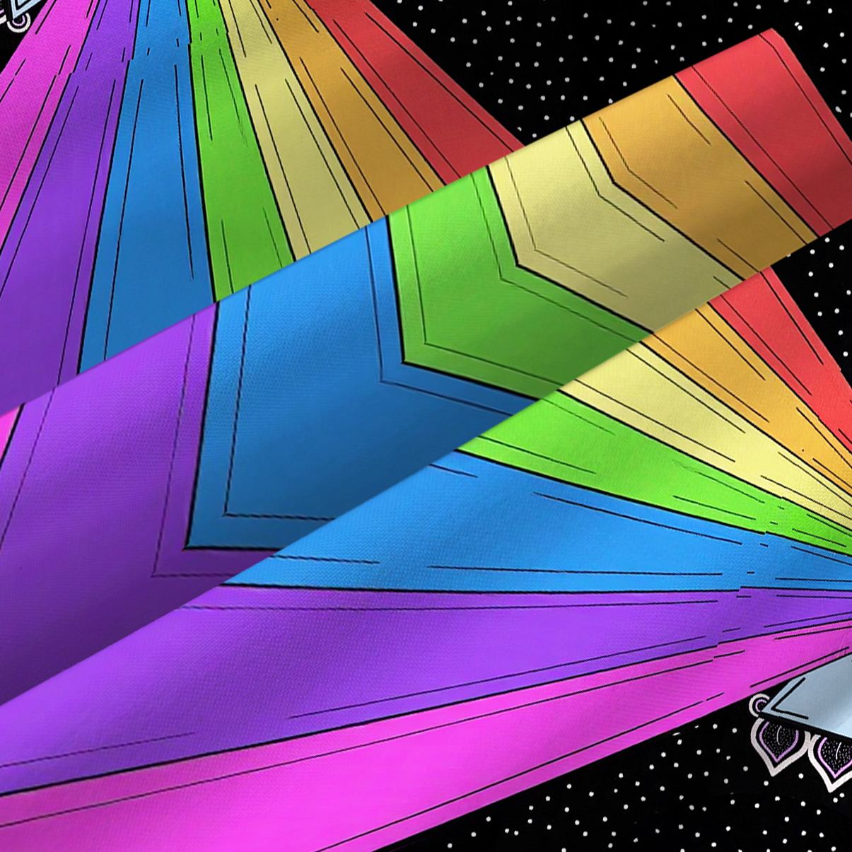 Purplehecate Prism of Rainbow Spaghetti Strap Midi Dress