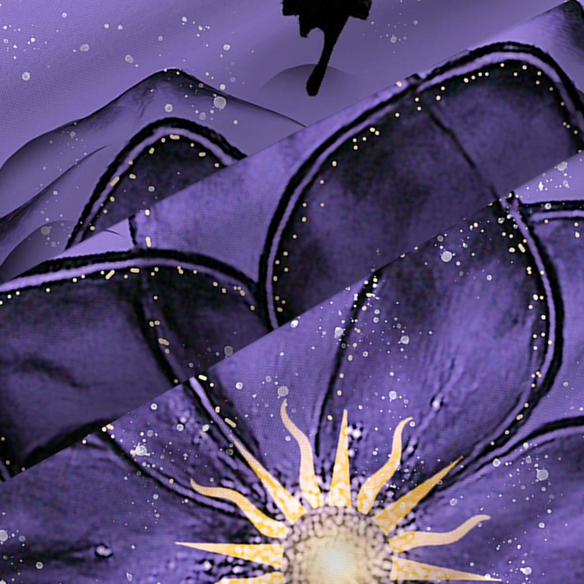 Purplehecate Moonlit Petals and Wings Spaghetti Strap Midi Dress