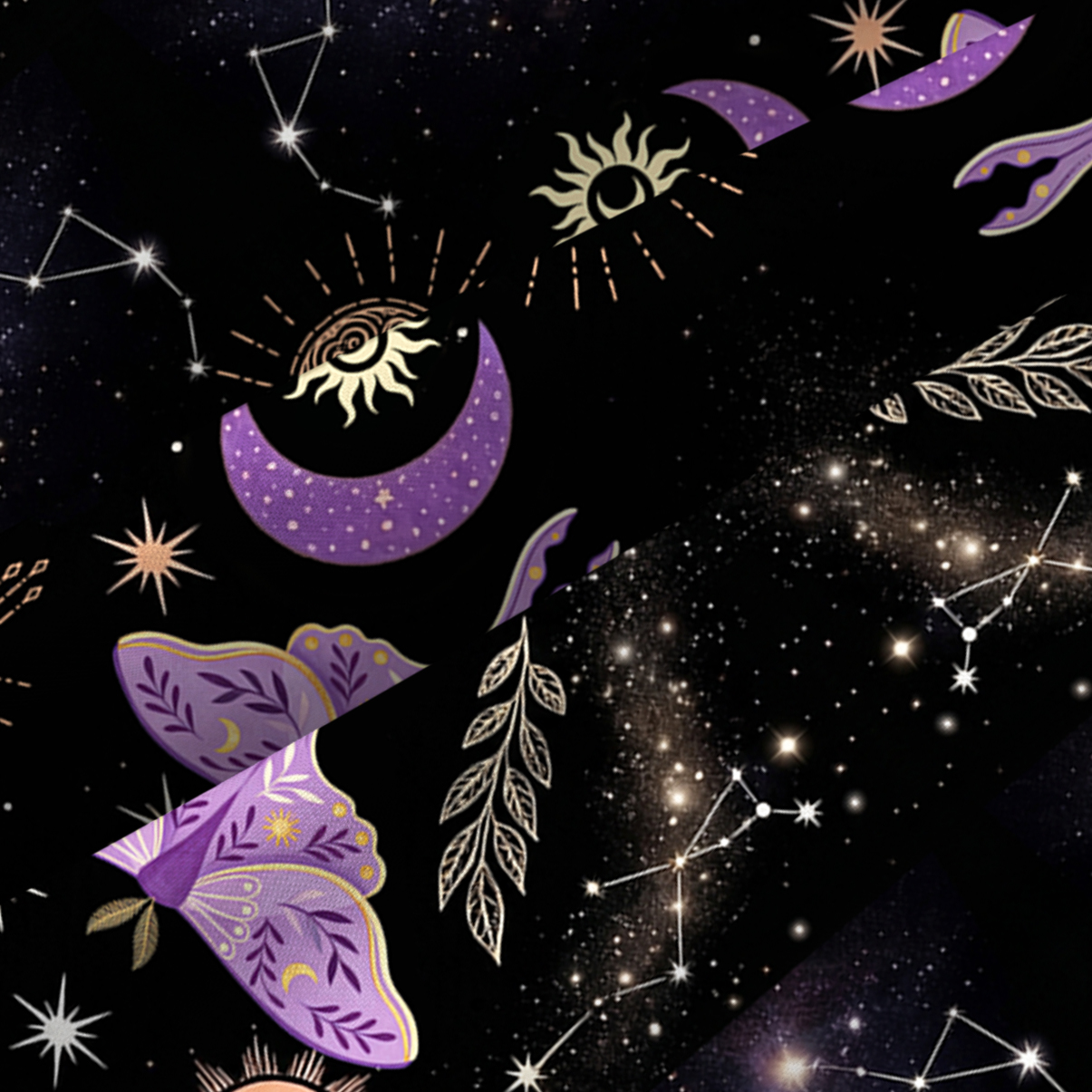 Purplehecate Starry Night Lunar Moth Spaghetti Strap Midi Dress