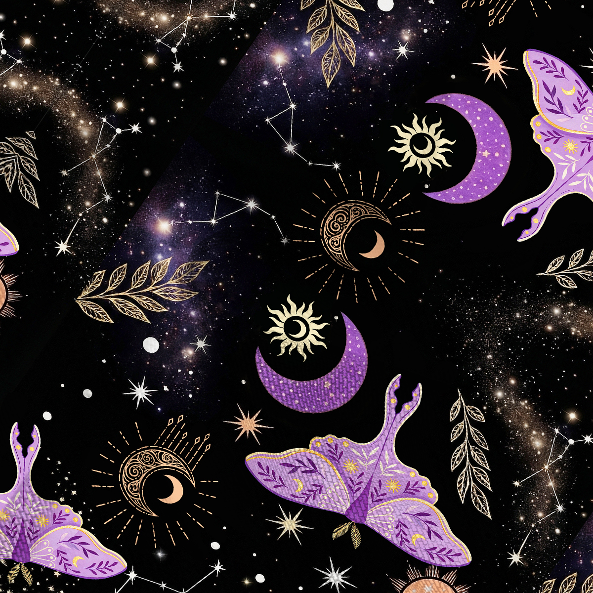 Purplehecate Starry Night Lunar Moth Mesh Cover Up Dress