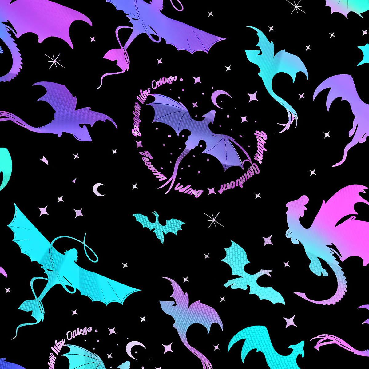 Purplehecate Neon Fantasy Dragon Allover Mesh Cover Up Dress