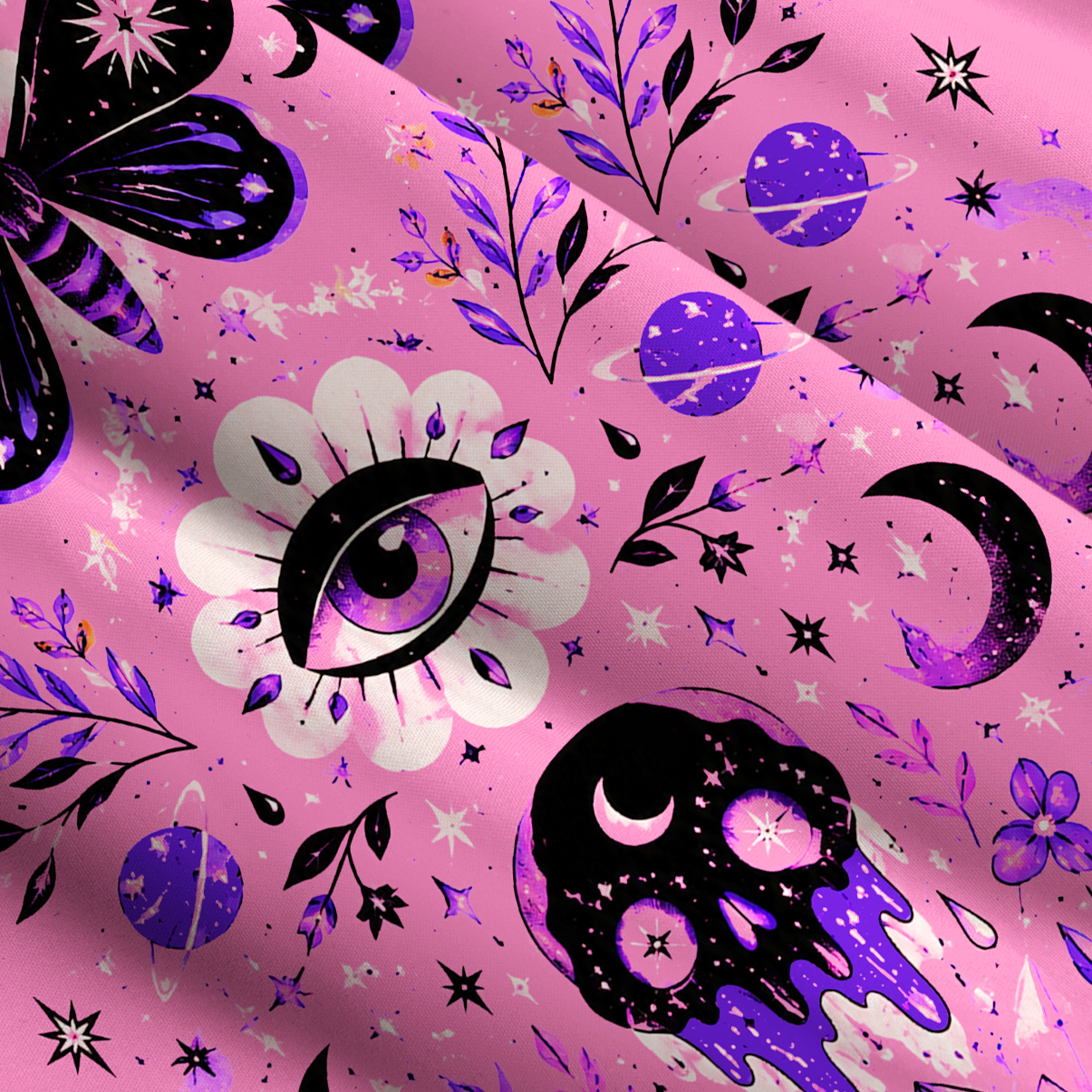 Purplehecate Dark Moth Third Eye Skull Wide Straps Maxi Dress