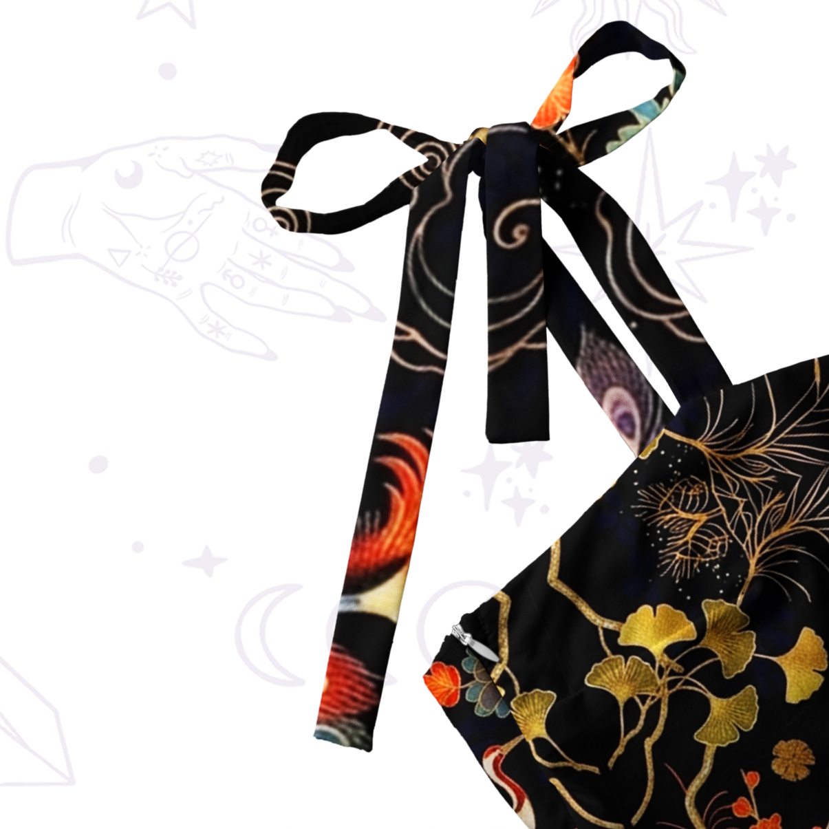Purplehecate Mystic Moon Phoenix Tie Shoulder Maxi Dress