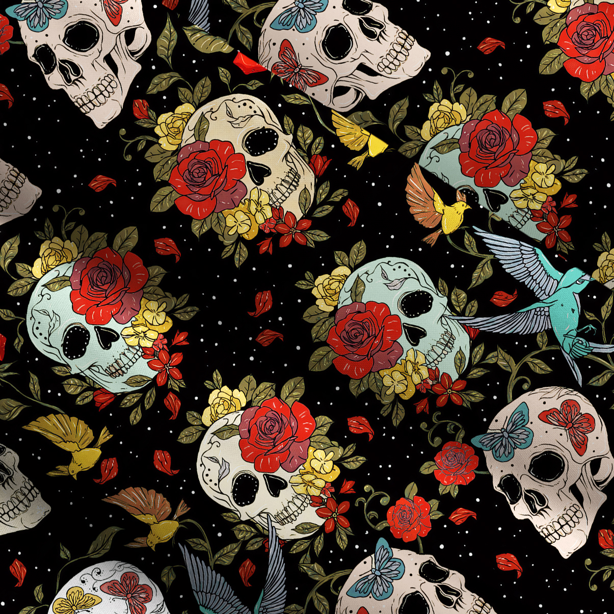 Purplehecate Skull Floral Wide Straps Maxi Dress