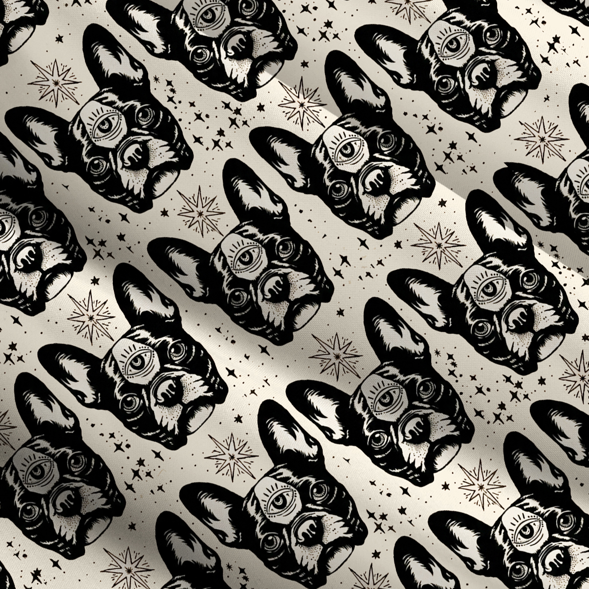 Purplehecate Mystic Boston Terrier Wide Straps Maxi Dress