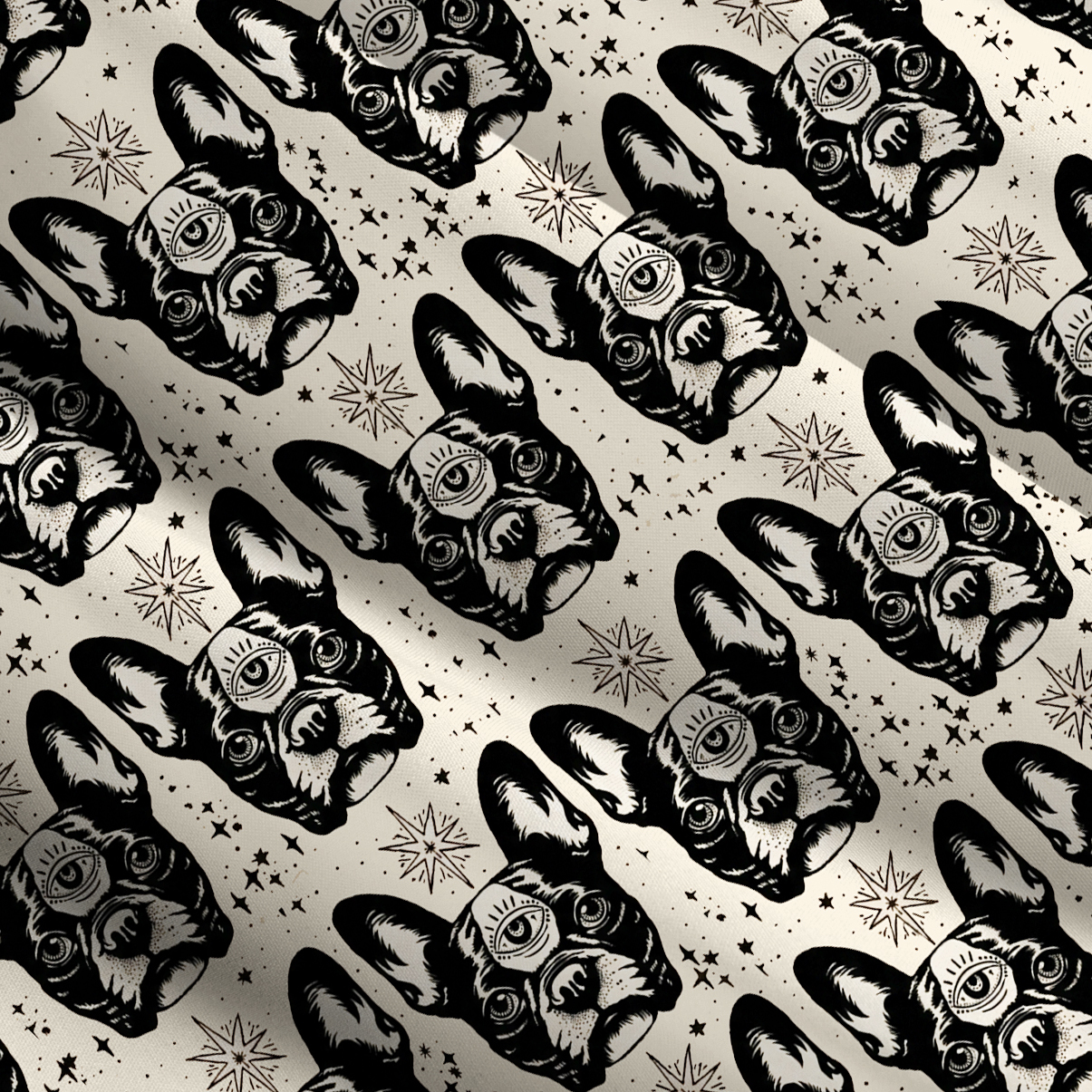 Purplehecate Mystic Boston Terrier Wide Straps Maxi Dress