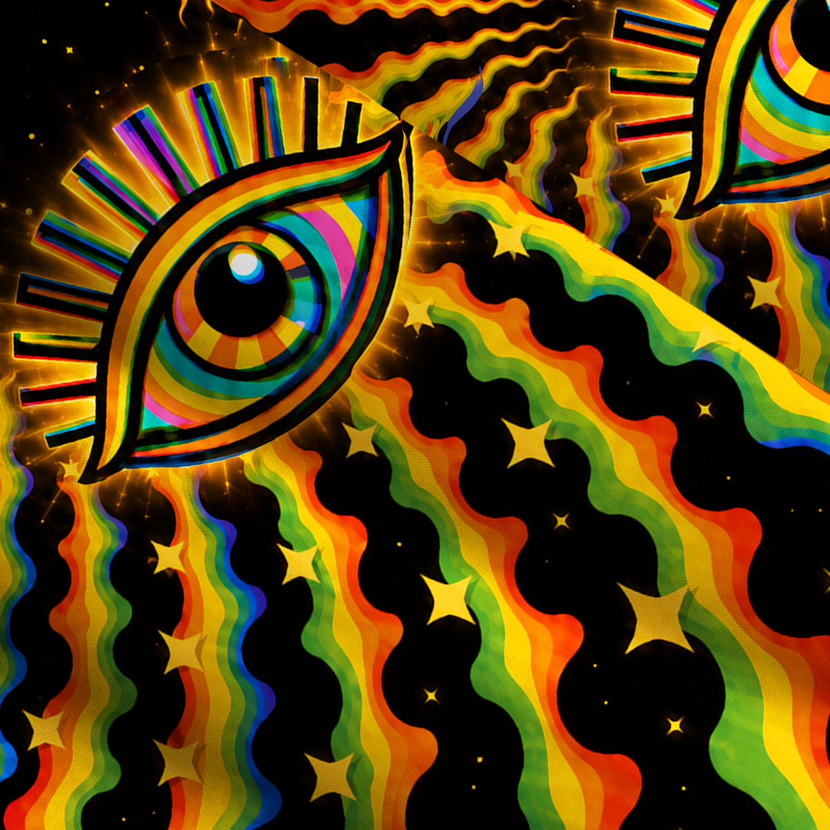 Purplehecate Eye of the Stars Rainbow Wide Straps Maxi Dress