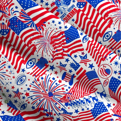 Purplehecate Patriotic Fireworks & Flags Wide Straps Maxi Dress