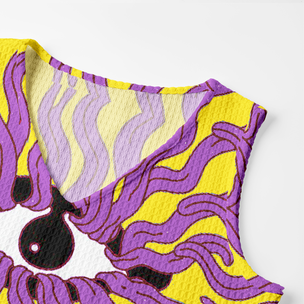 Purplehecate Psychedelic Wave Eyes Crochet Knit Maxi Dress