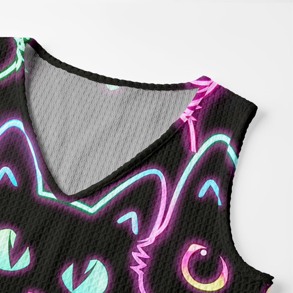 Purplehecate Neon Glow Stacked Cats Crochet Knit Maxi Dress