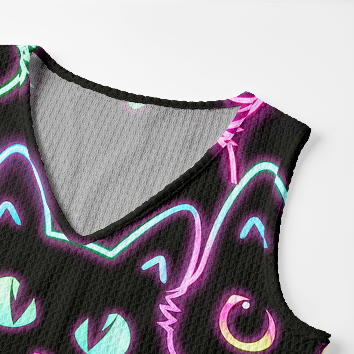 Purplehecate Neon Glow Stacked Cats Crochet Knit Maxi Dress