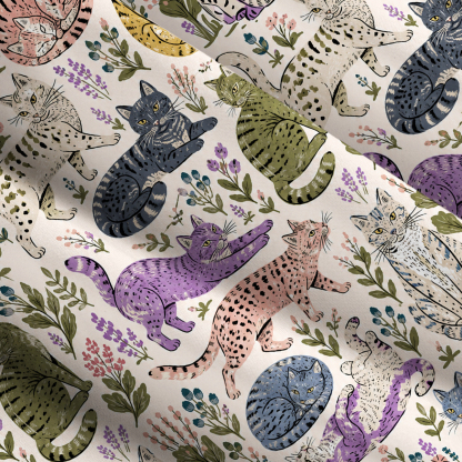 Purplehecate Lazy Garden Cats Wide Straps Maxi Dress