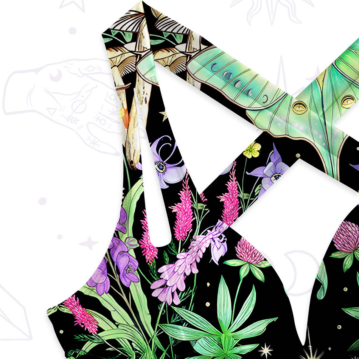 Purplehecate Mystic Lunar Moth Herbal Forest One-Piece Swimsuit