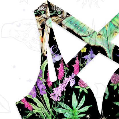 Purplehecate Mystic Lunar Moth Herbal Forest One-Piece Swimsuit