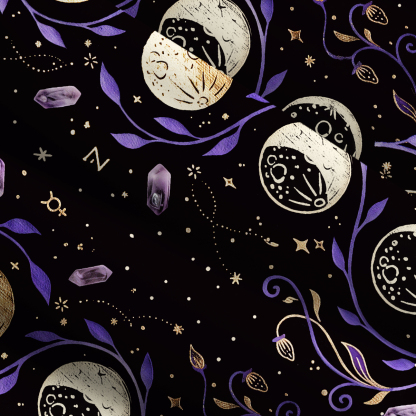 Purplehecate Starry Moon Cycle Mystic Wide Straps Maxi Dress