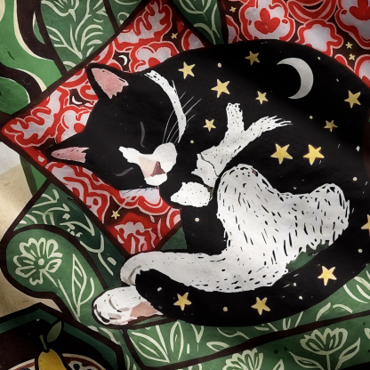 Purplehecate Nap Time Lazy Kitty Ugly Cardigan Sweaters