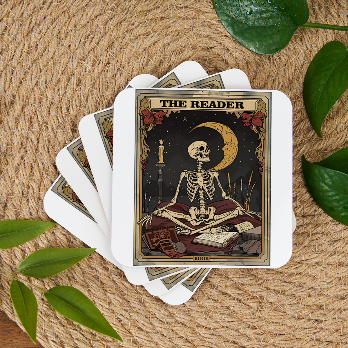 Purplehecate The Reader Tarot Card Coaster