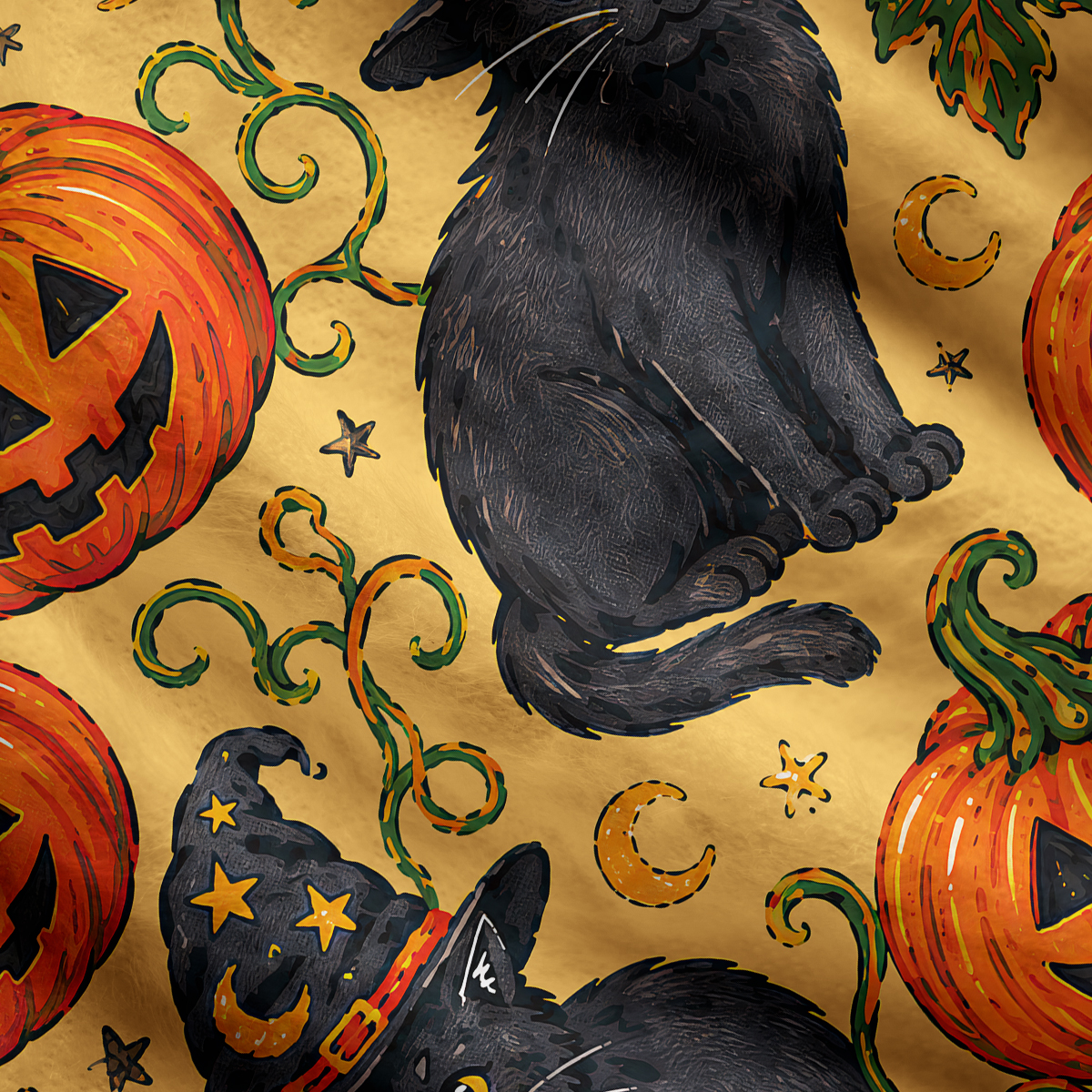 Purplehecate Pumpkin Witch Cat Ugly Cardigan Sweaters
