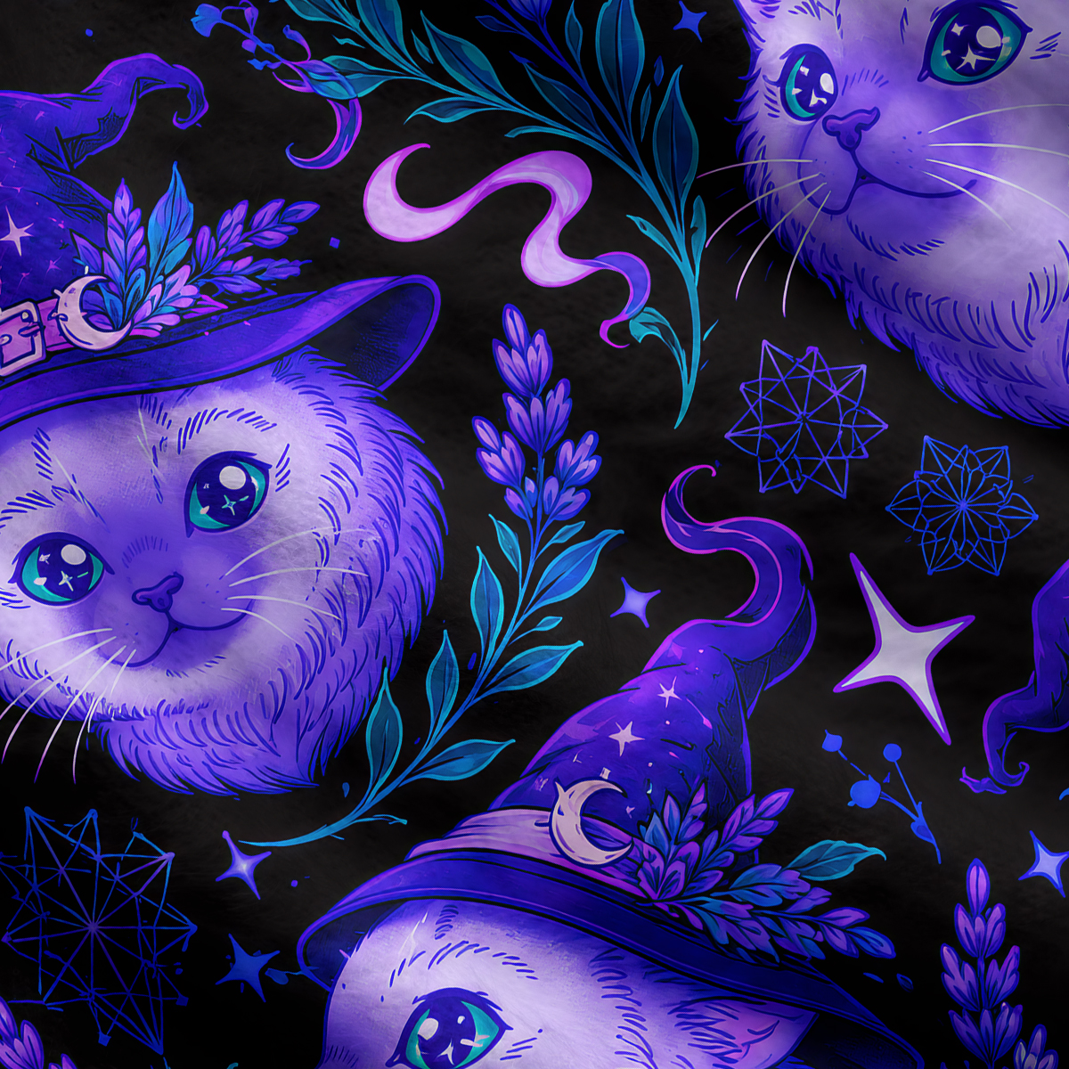 Purplehecate Starlit Magic Cat Ugly Cardigan Sweaters