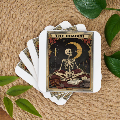 Purplehecate The Reader Tarot Card Coaster