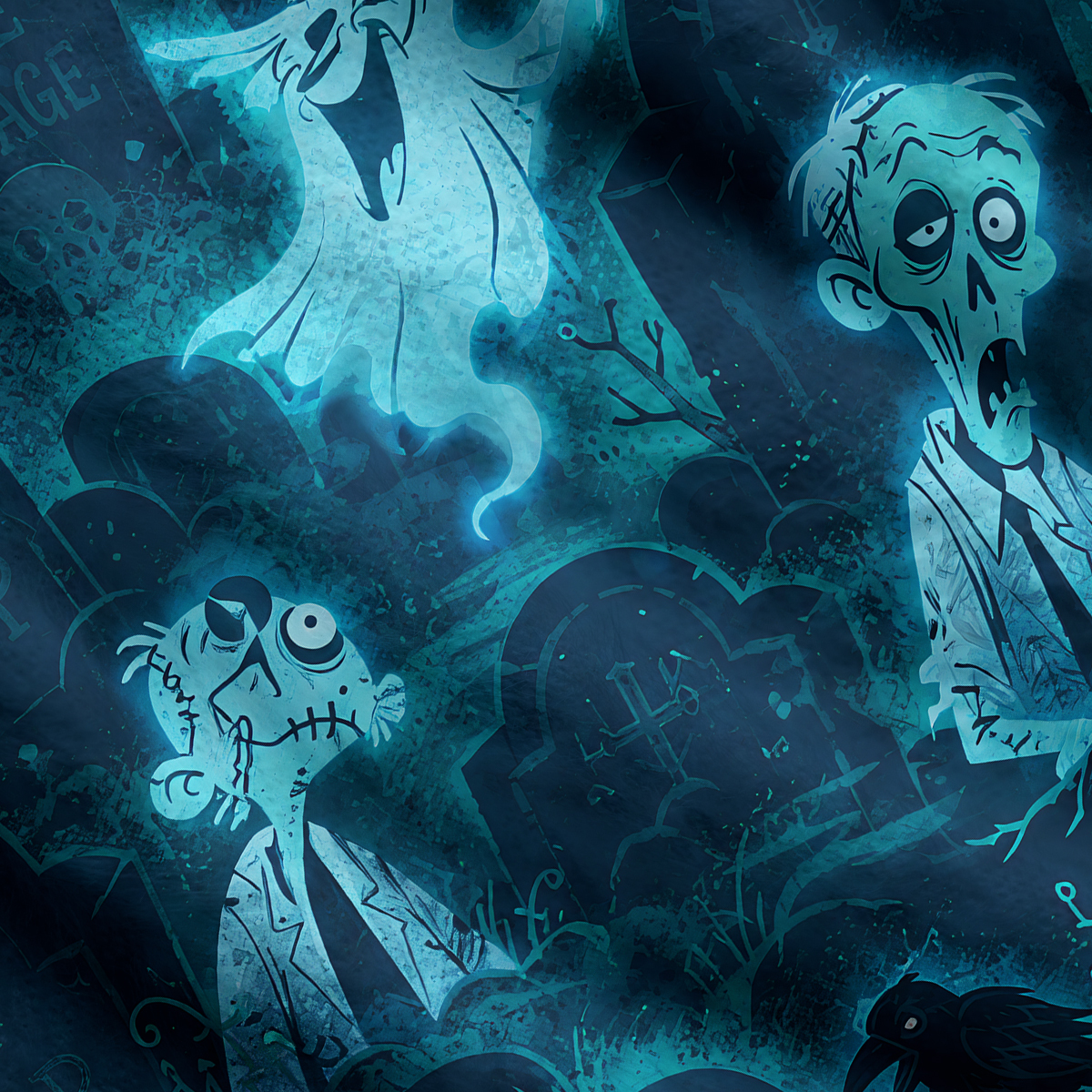Purplehecate Haunted Graveyard Ghosts Ugly Cardigan Sweaters
