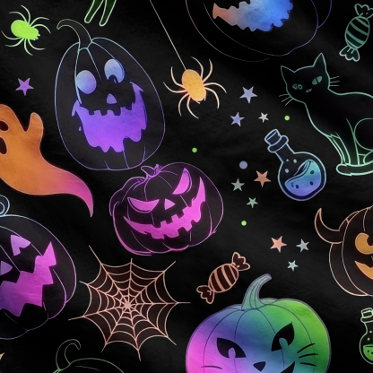 Purplehecate Neon Halloween Spooky Pumpkin Doodle Ugly Cardigan Sweaters