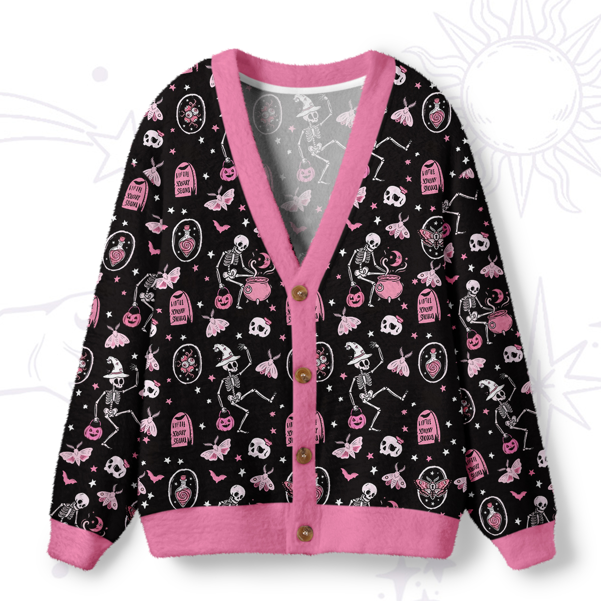 Purplehecate Skeleton Graveyard Night Ugly Cardigan Sweaters