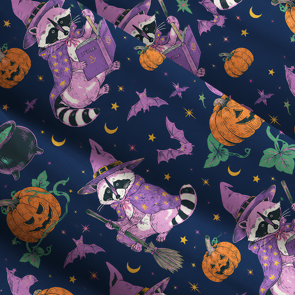 Purplehecate Halloween Raccoon Witch Moon Wide Straps Maxi Dress