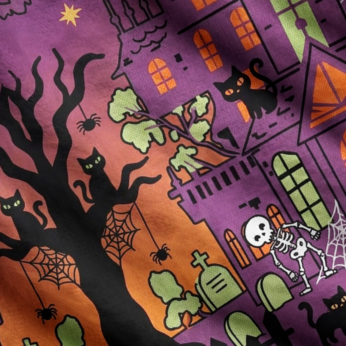 Purplehecate Spooky Haunted Mansion Ugly Cardigan Sweaters
