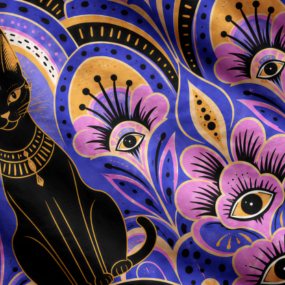 Purplehecate Egyptian Cat Temple Ugly Cardigan Sweaters