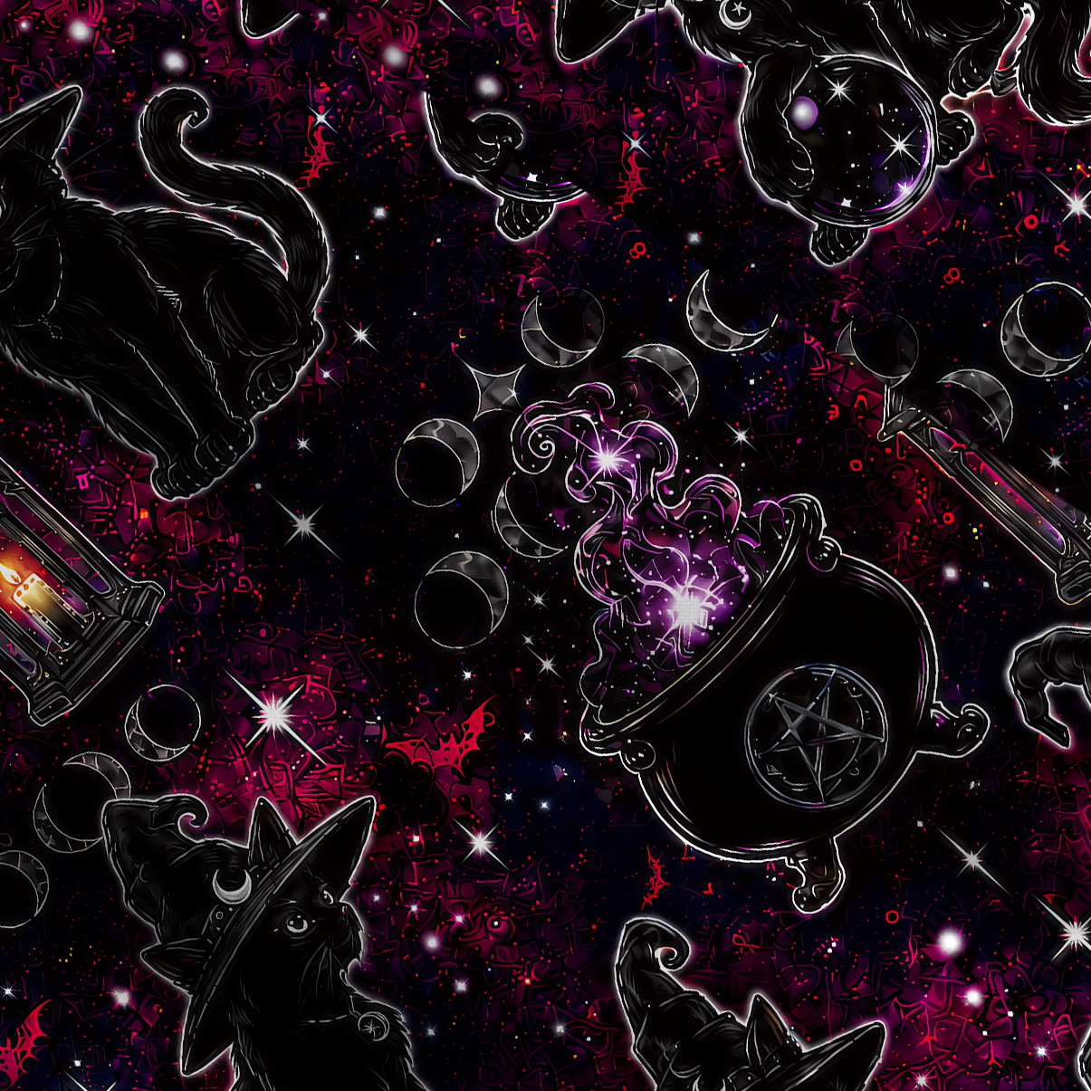 Purplehecate Brewing Black Cat Wide Straps Maxi Dress