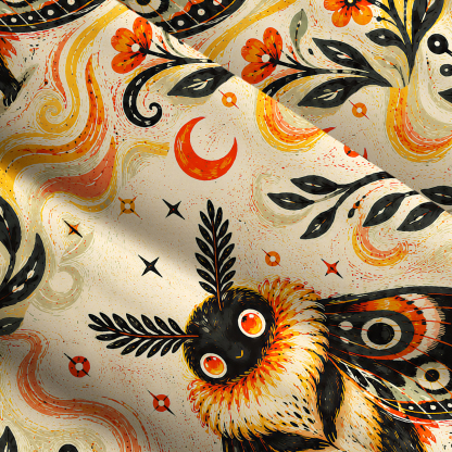 Purplehecate Autumn Moon Moth Guardian Graphic Wide Straps Maxi Dress