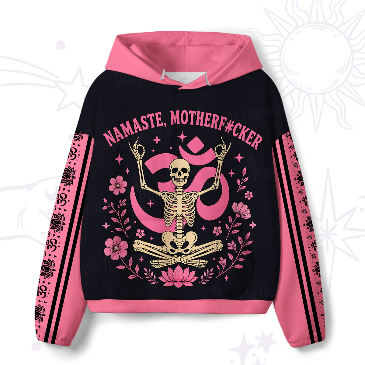 Purplehecate Namaste Motherf*cker Skeleton All-Over Print Hoodie