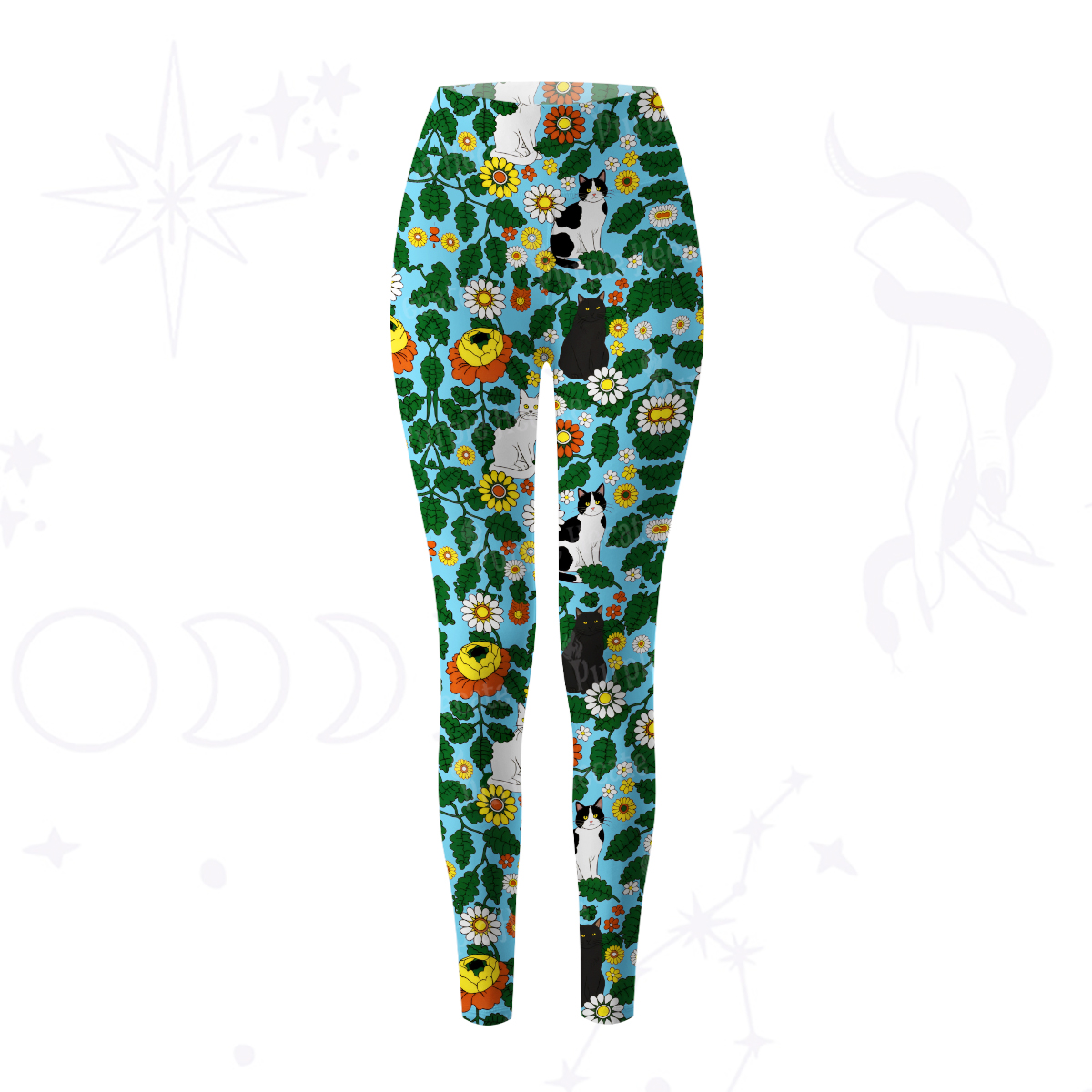 Purplehecate Daisy Cat  Garden Yoga Pants