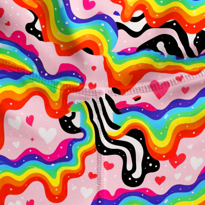 Purplehecate Groovy Melty Rainbow Hearts Wavy Yoga Pants