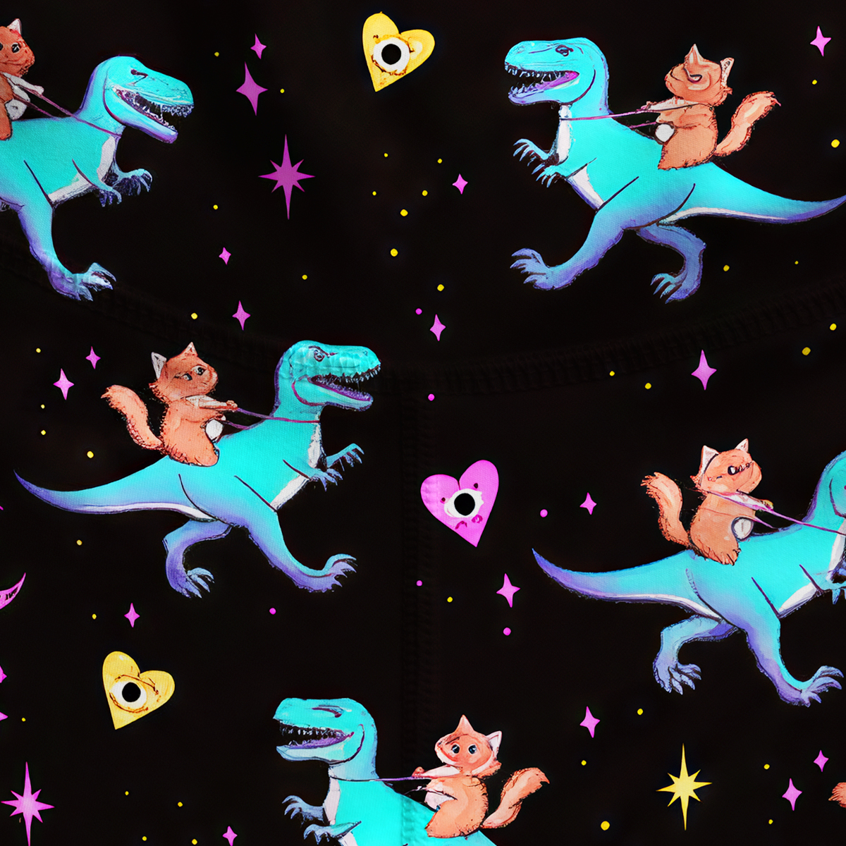 Purplehecate Witch Cat Rides the Dino Yoga Pants