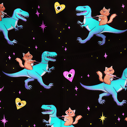 Purplehecate Witch Cat Rides the Dino Yoga Pants