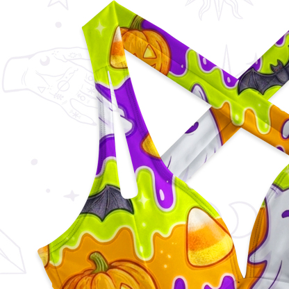Purplehecate Halloween Ghost Jack‑o’-Lantern One-Piece Swimsuit