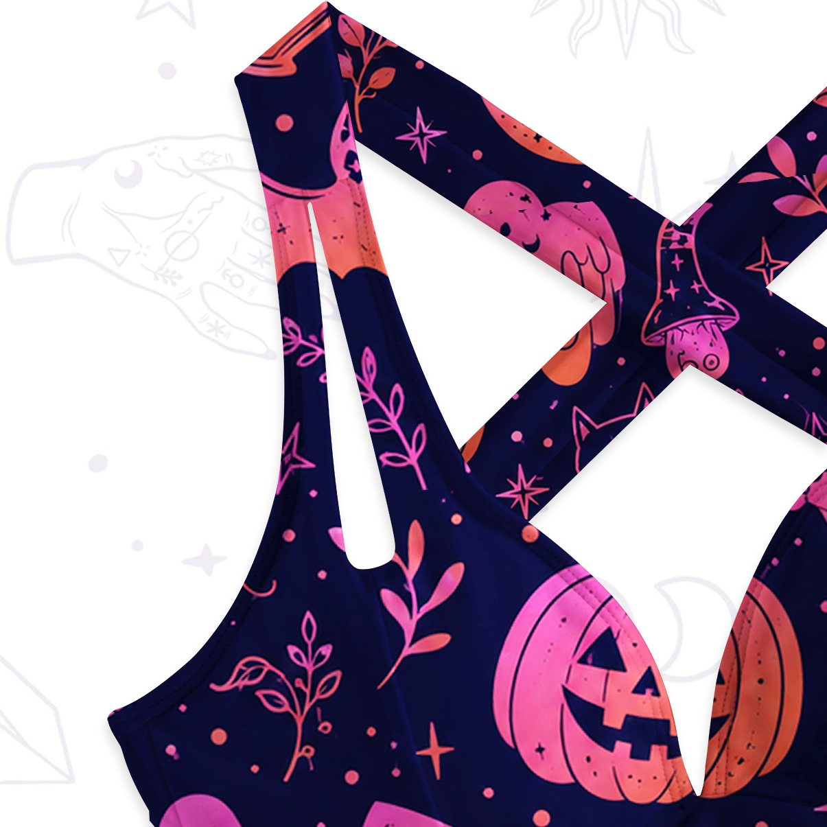 Purplehecate Spooky Night Doodles Halloween One-Piece Swimsuit