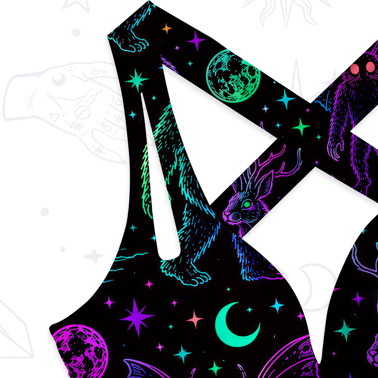 Purplehecate Neon Cryptid Creatures One-Piece Swimsuit
