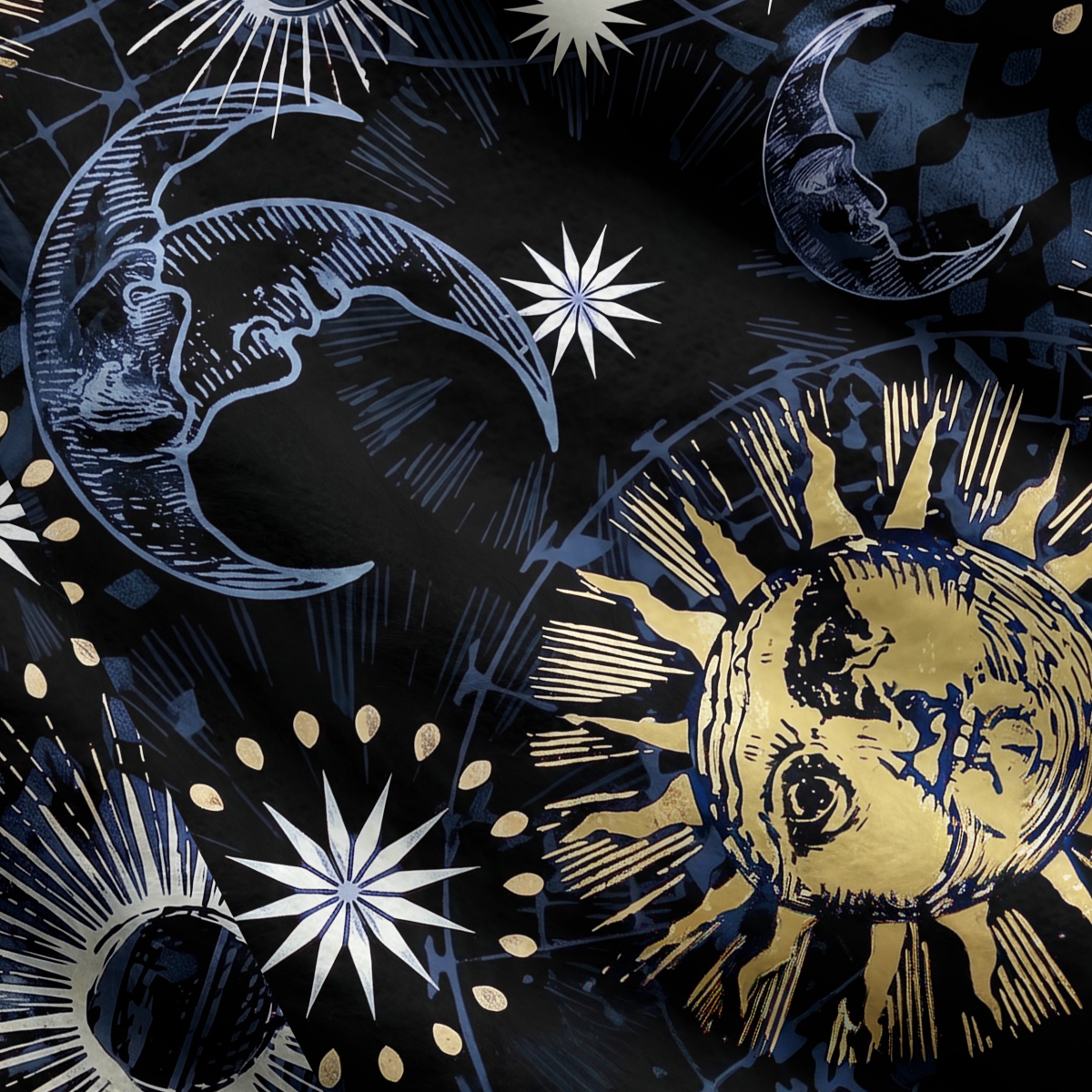 Purplehecate Starbound Celestial Sun & Moon Ugly Cardigan Sweaters