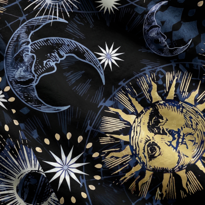 Purplehecate Starbound Celestial Sun & Moon Ugly Cardigan Sweaters