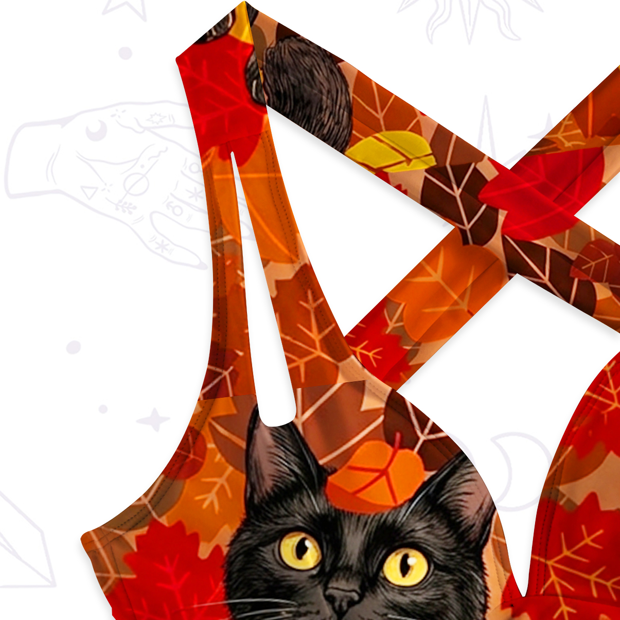 Purplehecate Autumn Pumpkin Patch Black Cat One-Piece Swimsuit