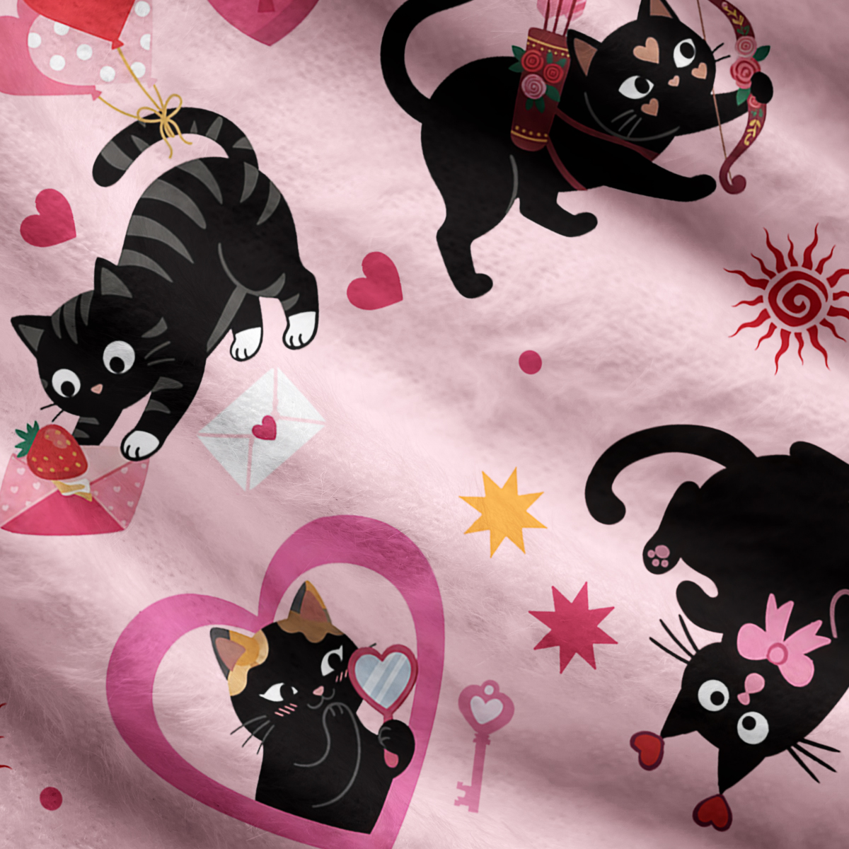 Purplehecate Pink Love Spell Black Cat Ugly Cardigan Sweaters