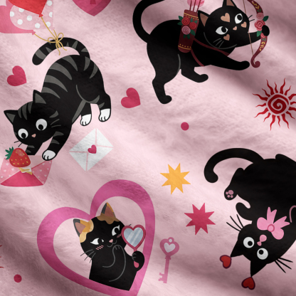 Purplehecate Pink Love Spell Black Cat Ugly Cardigan Sweaters