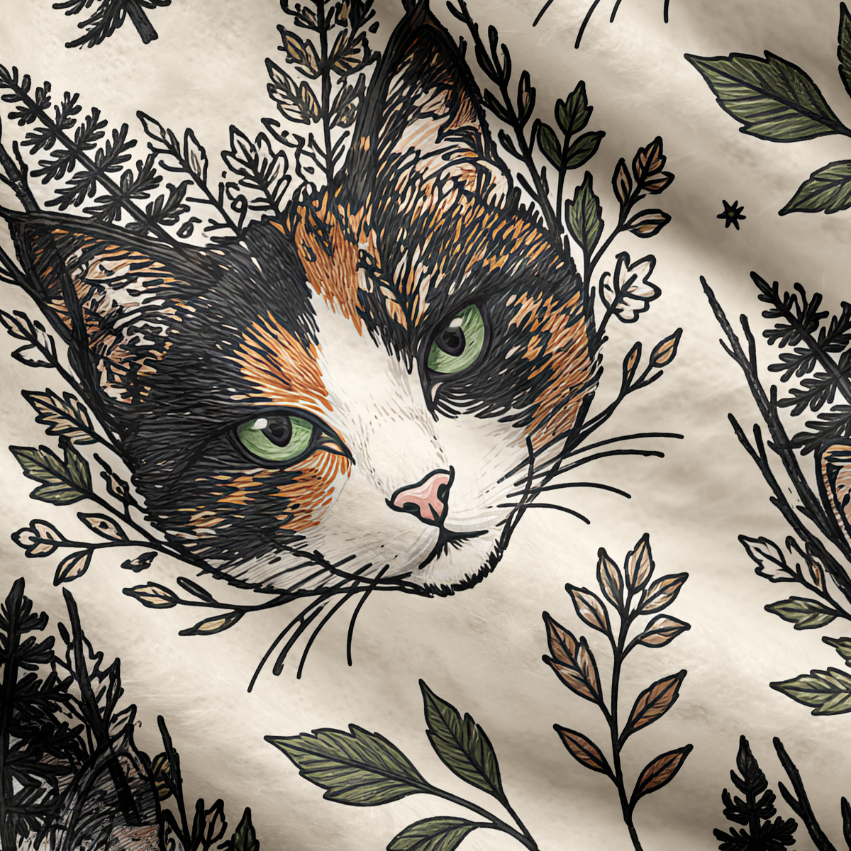 Purplehecate Enchanted Forest Cat Faces Ugly Cardigan Sweaters