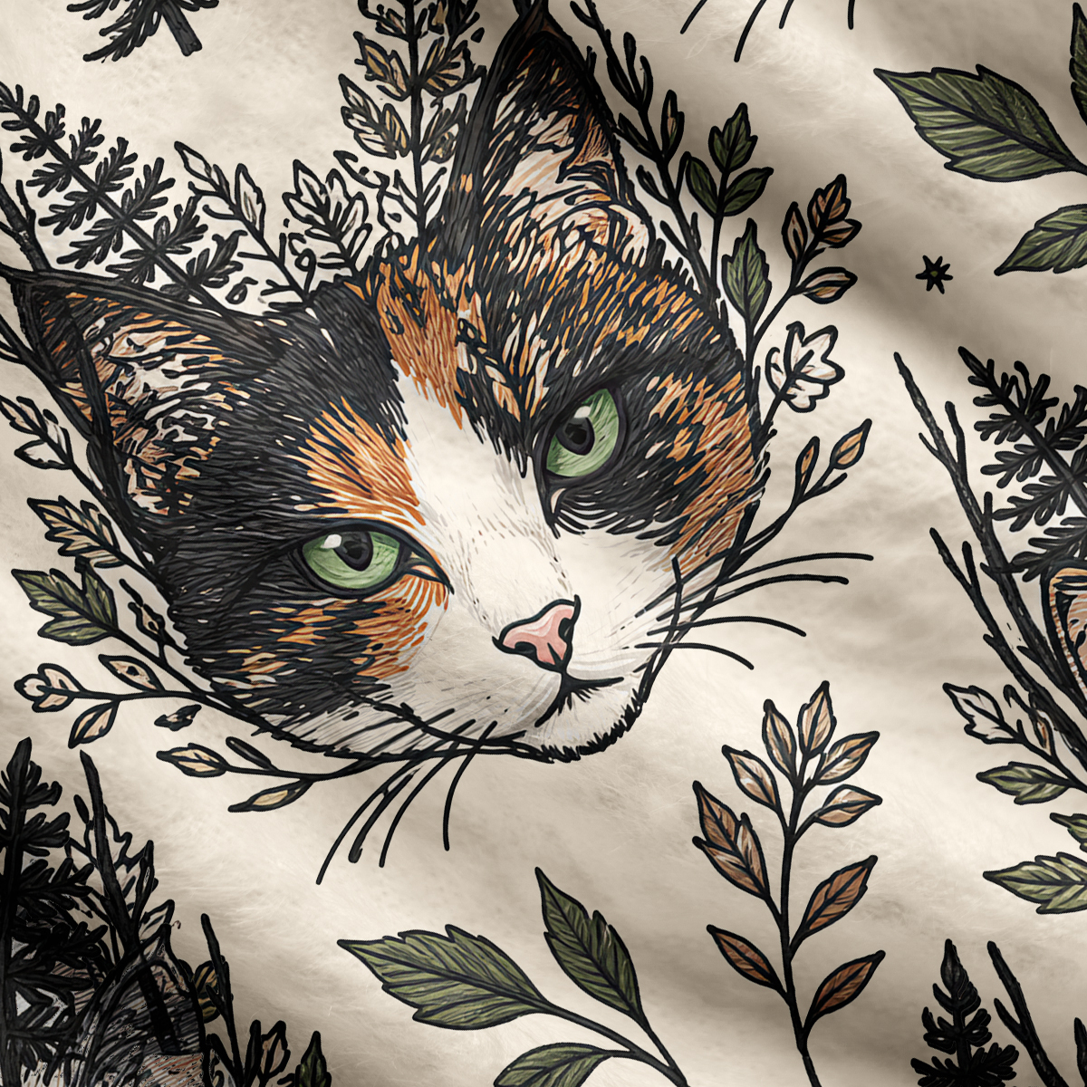Purplehecate Enchanted Forest Cat Faces Ugly Cardigan Sweaters