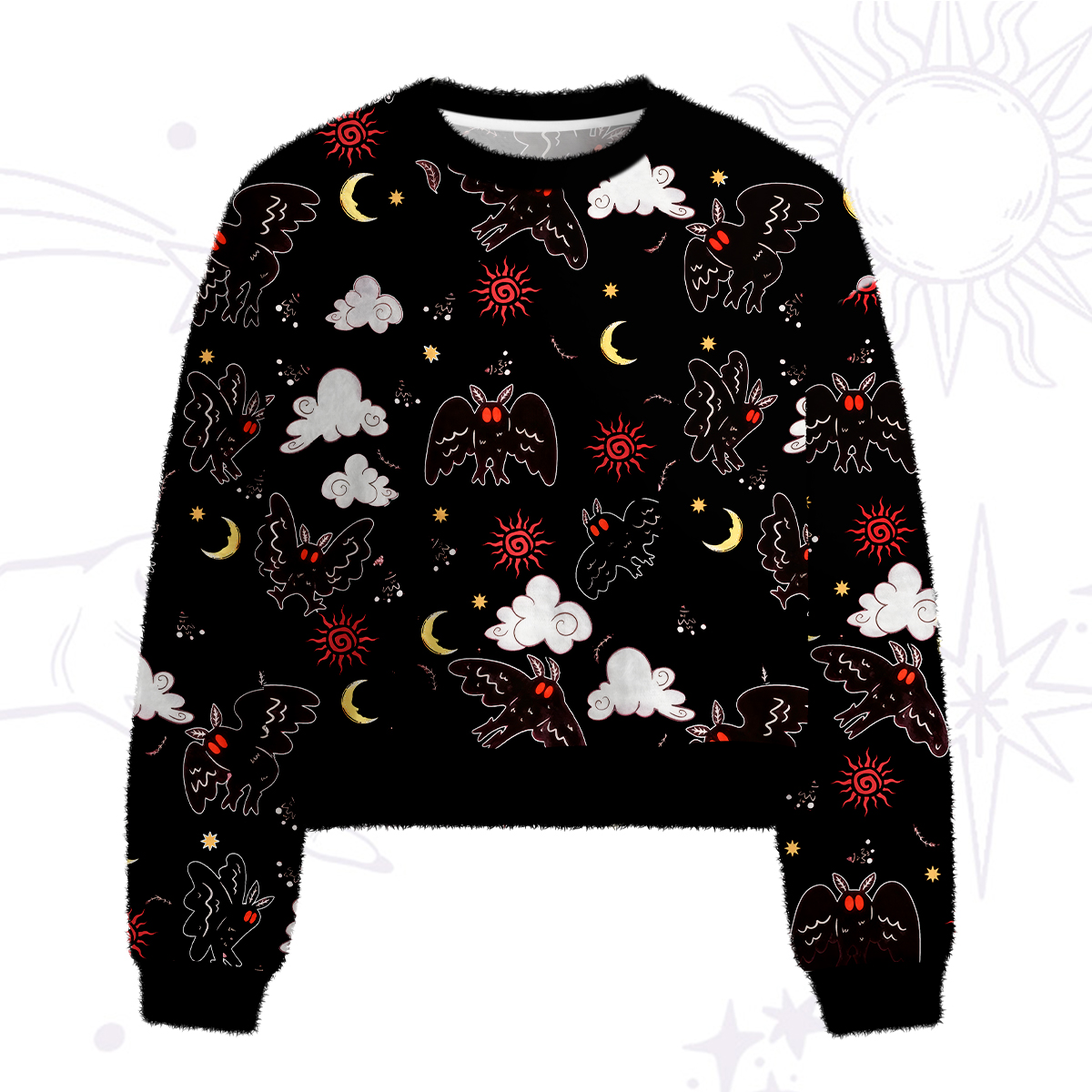 Purplehecate Cryptid Mothman Fuzzy Crewneck Sweater