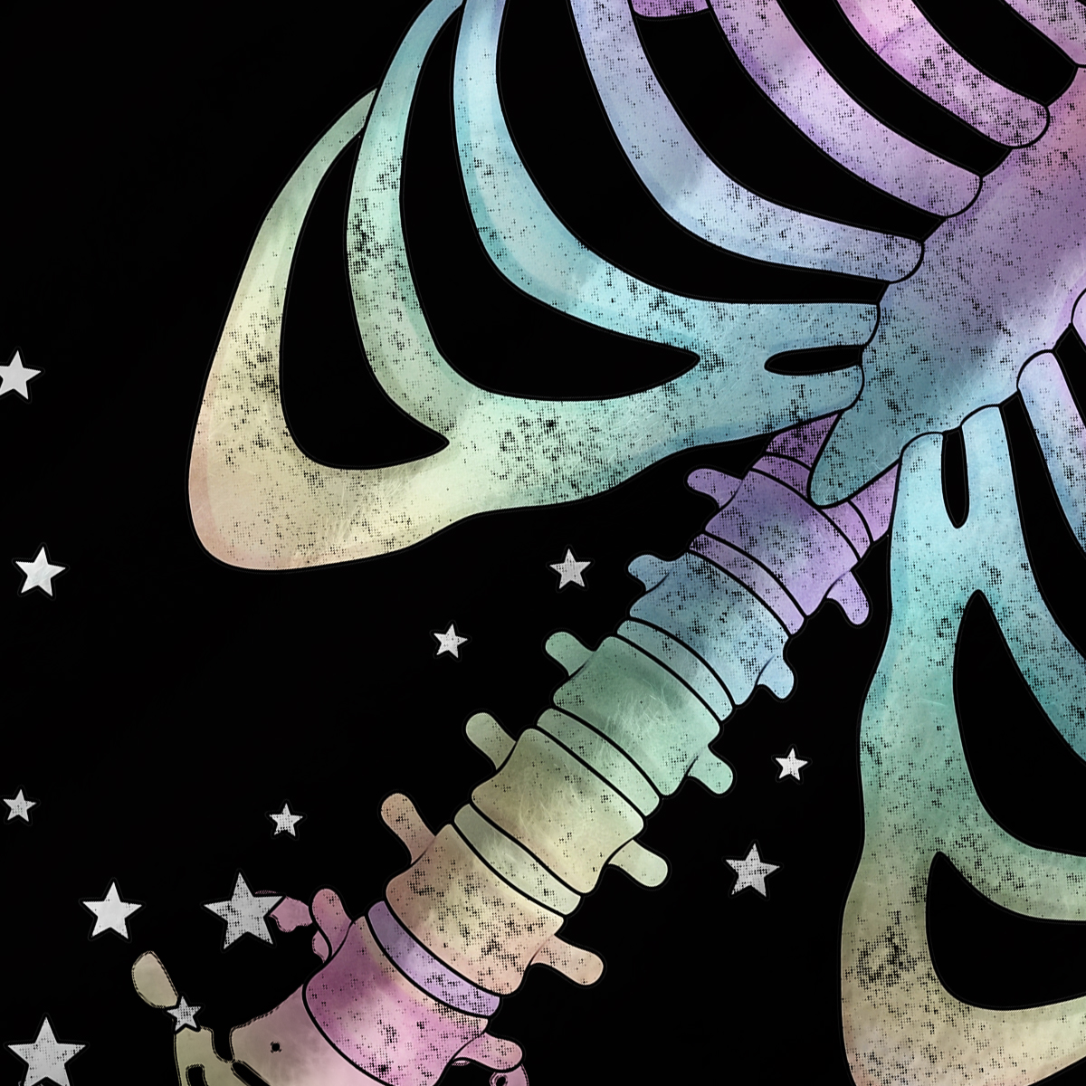 Purplehecate Spooky Skeleton Fuzzy Crewneck Sweater