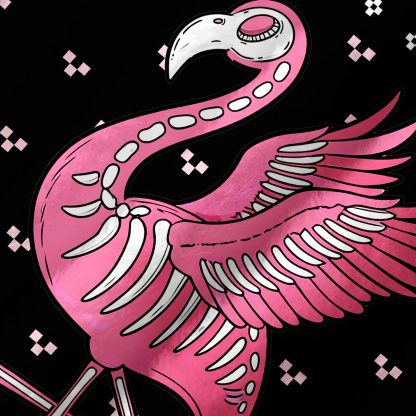 Purplehecate Witchy Pink Flamingo Skull Fuzzy Crewneck Sweater